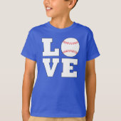 LOVE Baseball Little League Baseball Player Sports T-Shirt (Front)