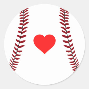 Love baseball - Sport ball with heart Classic Round Sticker