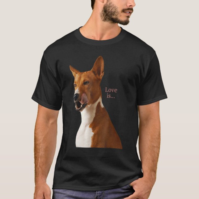 Love Basenji  Dog Mum Dad Puppy Cute Pet Valentine T-Shirt (Front)