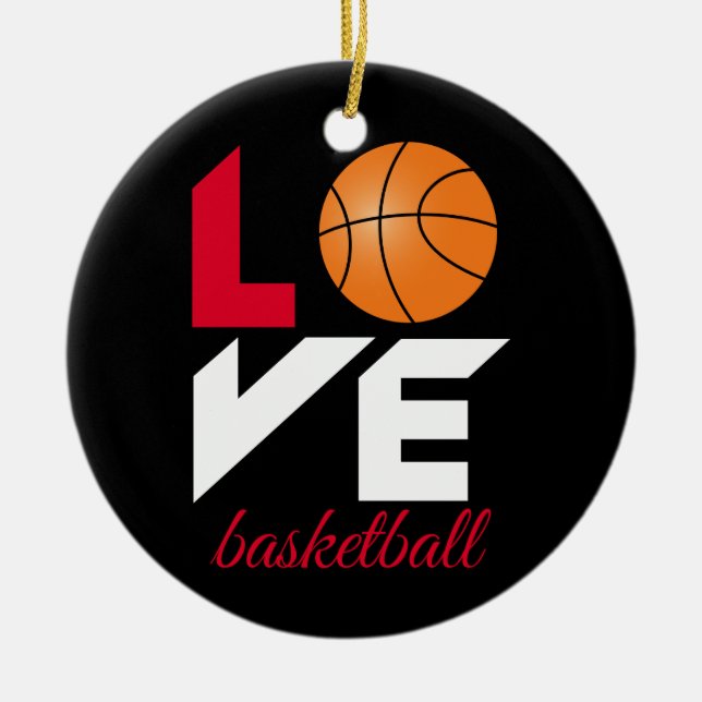 Love basketball ceramic tree decoration (Front)