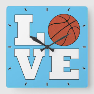 LOVE Basketball Custom Team Colour Sports Player Square Wall Clock
