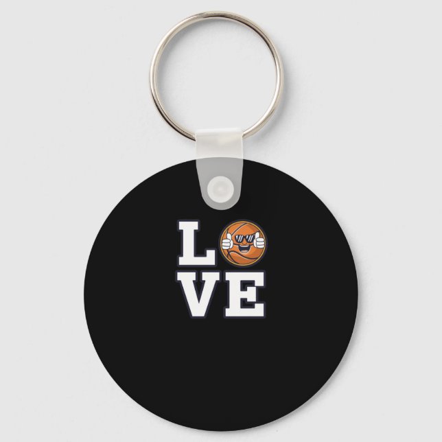 Love Basketball Design With Cool Emoji And Key Ring (Front)