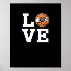 Love Basketball Design With Cool Emoji And Poster