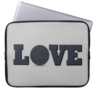 Love basketball game with blue ball laptop sleeve