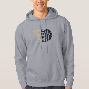 love basketball hoop and blue ball hoodie