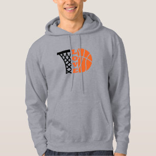 Love Basketball hoop and orange ball Hoodie