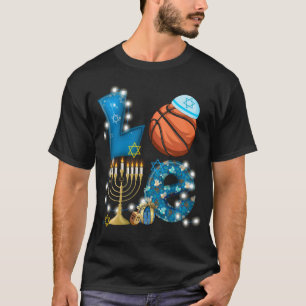 LOVE Basketball Menorah Hanukkah T-Shirt