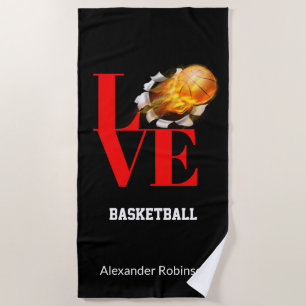 Love Basketball Personalised Sports   Beach Towel