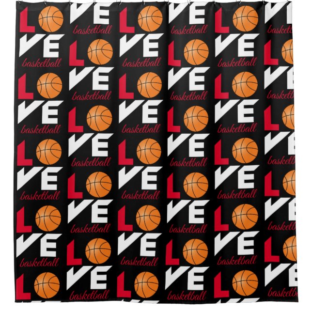 Love basketball shower curtain (Front)