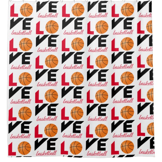Love basketball shower curtain (Front)