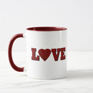 Love basketball with red heart mug