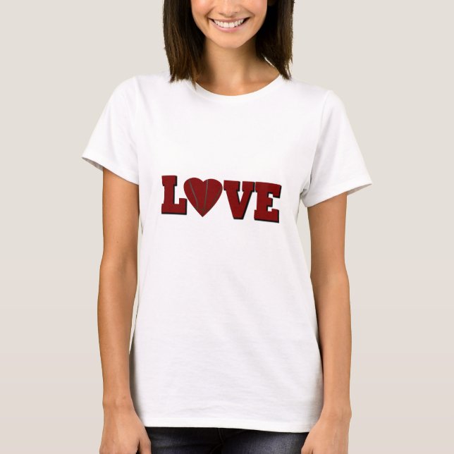 love basketball with red heart T-Shirt (Front)
