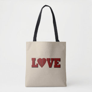 Love basketball with red heart tote bag