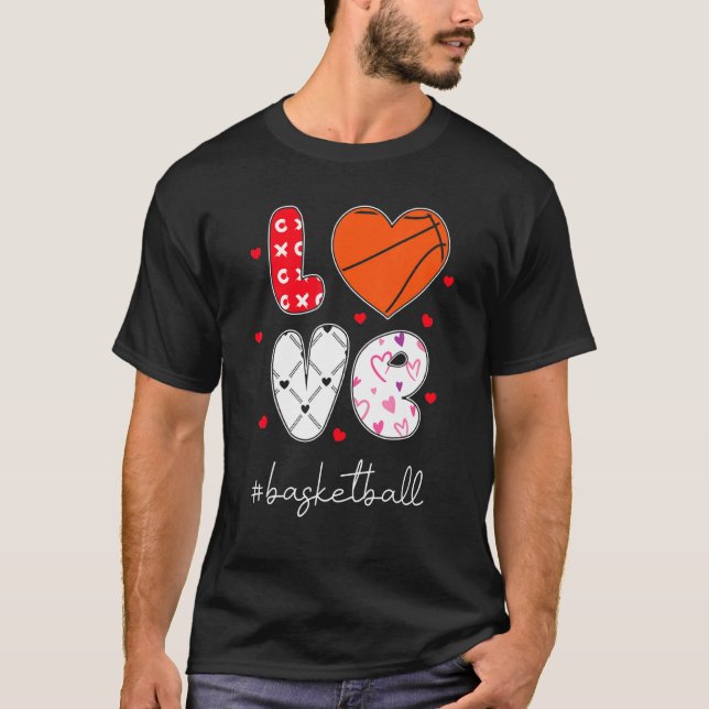 Love Basketball  Xoxoxo  Doodle Heart Ball Graphic T-Shirt (Front)
