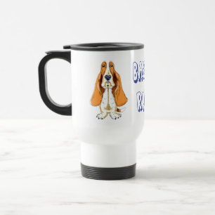 Love Basset Hound Puppy Dog Blue Travel Mug