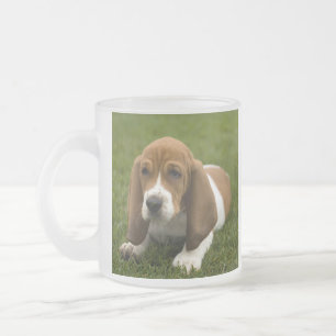 Love Basset Hound Puppy Frosted Glass Mug