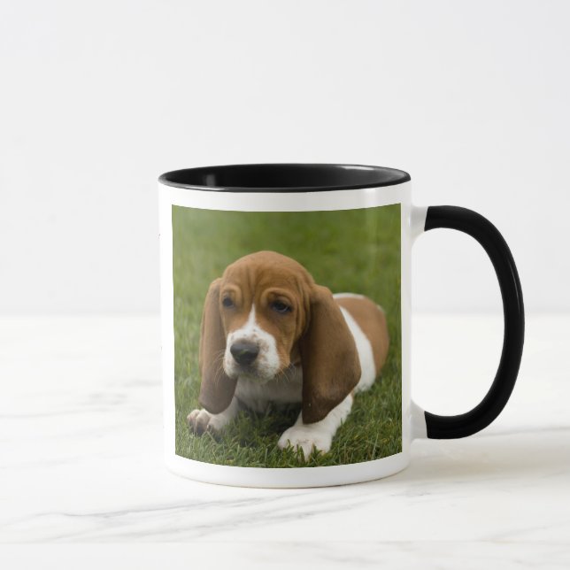 Love Basset Hound Puppy Ringer Coffee Mug (Right)