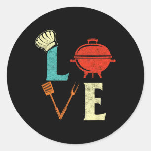 Love Bbq Lover Pitmaster Grilling Grill Barbecue Classic Round Sticker