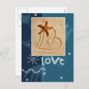 Love. Beach Theme Valentine's Day  Holiday Postcard