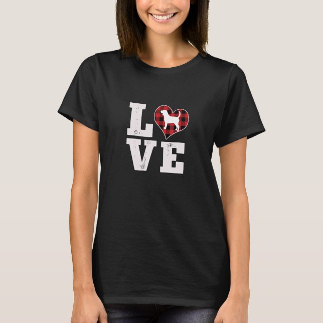 Love Beagle Dog Lover Gifts Dog Buffalo Plaid Vale T-Shirt (Front)