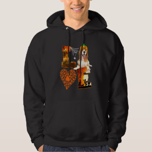 Love Beagle Dog Paw Heart Pumpkin Halloween Hoodie