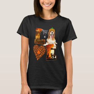 Love Beagle Dog Paw Heart Pumpkin Halloween T-Shirt
