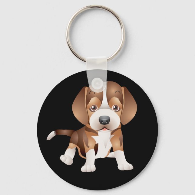 Love Beagle Puppy Dog Black Key Chain (Front)