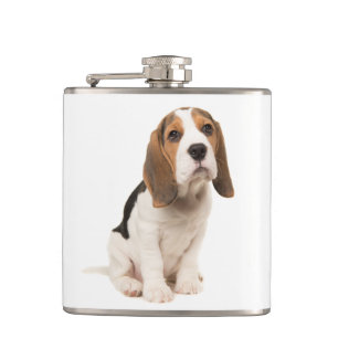 Love Beagle Puppy Dog Sky Blue Hip Flask