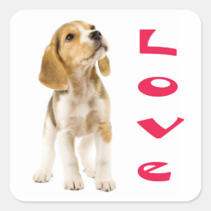 Love Beagle Puppy Dog Sticker / Seal