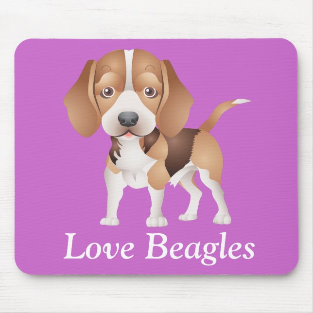 Love Beagles Puppy Dog Cartoon Mouse Pad (Front)