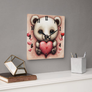 Love Bear 2 Square Wall Clock