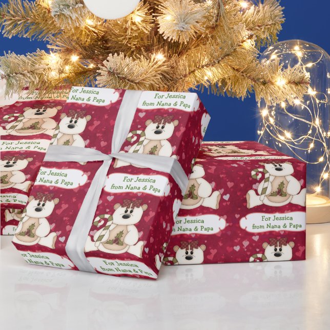 Love Bear Grandchild Personalised Christmas Wrapping Paper (Holidays)