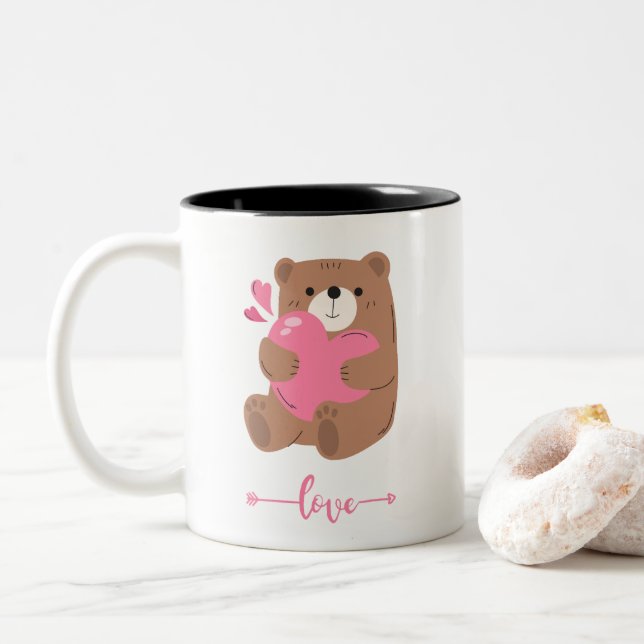 Love bear Two-Tone coffee mug (With Donut)
