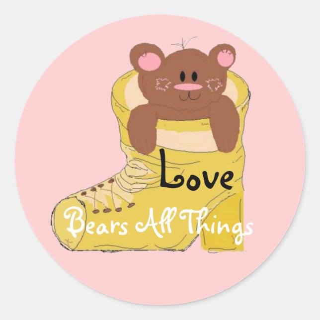 Love Bears All Things Classic Round Sticker (Front)