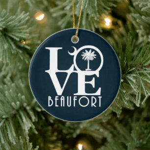 LOVE Beaufort South Carolina Ceramic Tree Decoration