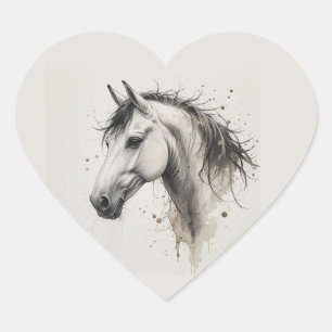 Love Beautiful Andalusian Horse Animal Art Heart Sticker