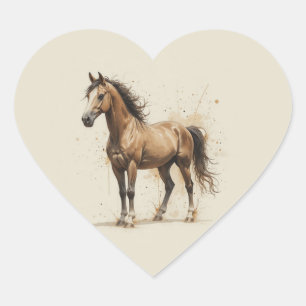 Love Beautiful Arabian Horse Animal Art Heart Sticker