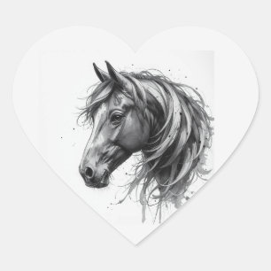 Love Beautiful Fresian Horse Animal Art Heart Sticker