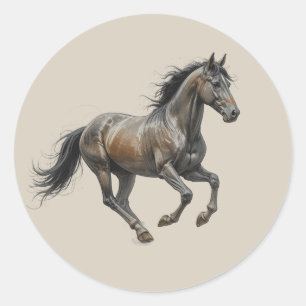 Love Beautiful Thoroughbred Horse Animal Art Classic Round Sticker