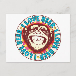 Love Beer Monkey Postcard