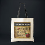 Love Being a 1st Grade Teacher | DIY Name Tote Bag<br><div class="desc">A unique rustic styled Tote Bag for a first grade teacher ready for you to personalise. ✔Note: Not all template areas need changed. 📌If you need further customisation, please click the "Click to Customise further" or "Customise or Edit Design"button and use our design tool to resize, rotate, change text colour,...</div>