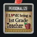Love being a 1st Grade Teacher | Vintage Metal Tree Decoration<br><div class="desc">First Grade School Teacher Christmas Ornament ready for you to personalise. ⭐This Product is 100% Customisable. Graphics and / or text can be added, deleted, moved, resized, changed around, rotated, etc... 99% of my designs in my store are done in layers. This makes it easy for you to resize and...</div>