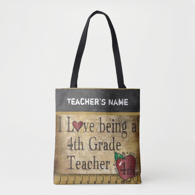 Love Being a 4th Grade Teacher | DIY Name Tote Bag (Front)