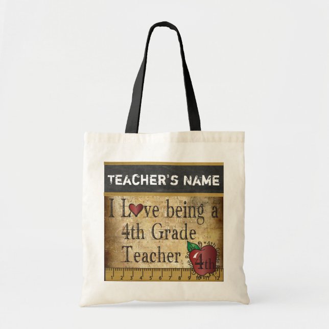 Love Being a 4th Grade Teacher | DIY Name Tote Bag (Front)