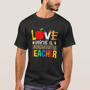 Love Being A Kindergarten Teacher Leopard Plaid Cu T-Shirt