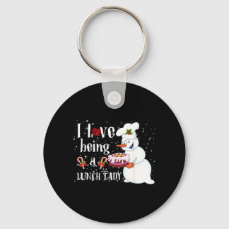 Love Being A Lunch Lady Snowman Christmas Lunch Key Ring