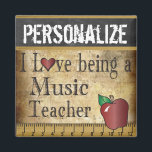 Love being a Music Teacher Magnet<br><div class="desc">Unique Vintages School Teacher Magnet ready for you to personalise. ✔NOTE: ONLY CHANGE THE TEMPLATE AREAS NEEDED! 😀 If needed, you can remove some of the text and start fresh adding whatever text and font you like. 📌If you need further customisation, please click the "Click to Customise further" or "Customise...</div>
