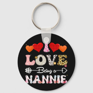 Love Being A Nannie Leopard & Buffalo Fun Moth Key Ring
