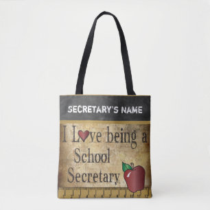 Love Being a School Secretary   DIY Name Tote Bag