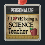 Love being a Science Teacher | Vintage Metal Tree Decoration<br><div class="desc">Vintage Styled Teacher Christmas Ornament ready for you to personalise. ⭐This Product is 100% Customisable. Graphics and / or text can be added, deleted, moved, resized, changed around, rotated, etc... 99% of my designs in my store are done in layers. This makes it easy for you to resize and move...</div>